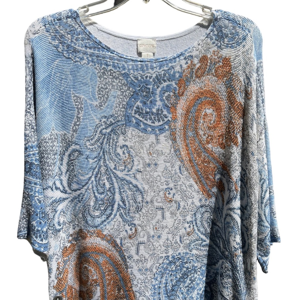 Chico’s Paisley Side-Button Pullover. Chicos’s Size 1 (Med) - Picture 2 of 10